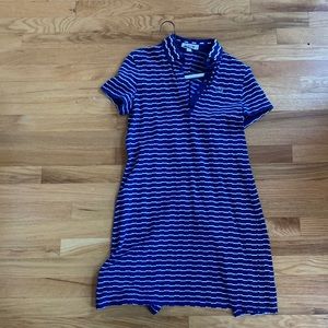 Lacoste Button Black Blue White Polo Shirt Dress